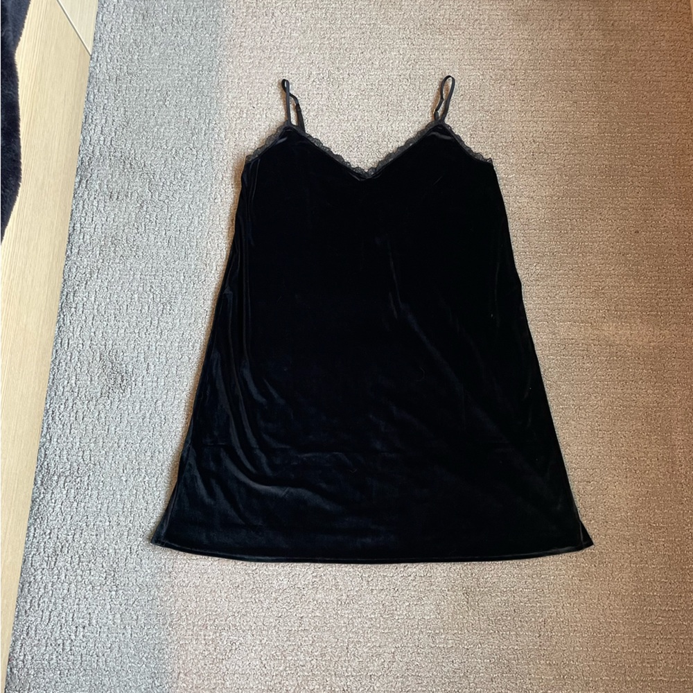 Victorias Secret Black Velvet Slip Dress NWT
